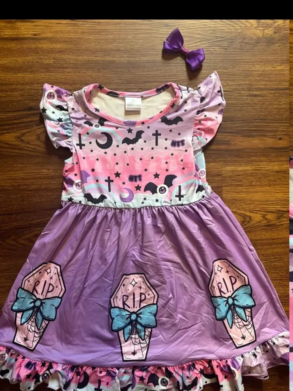 Kids Purple & Pink Halloween Coffin Dress